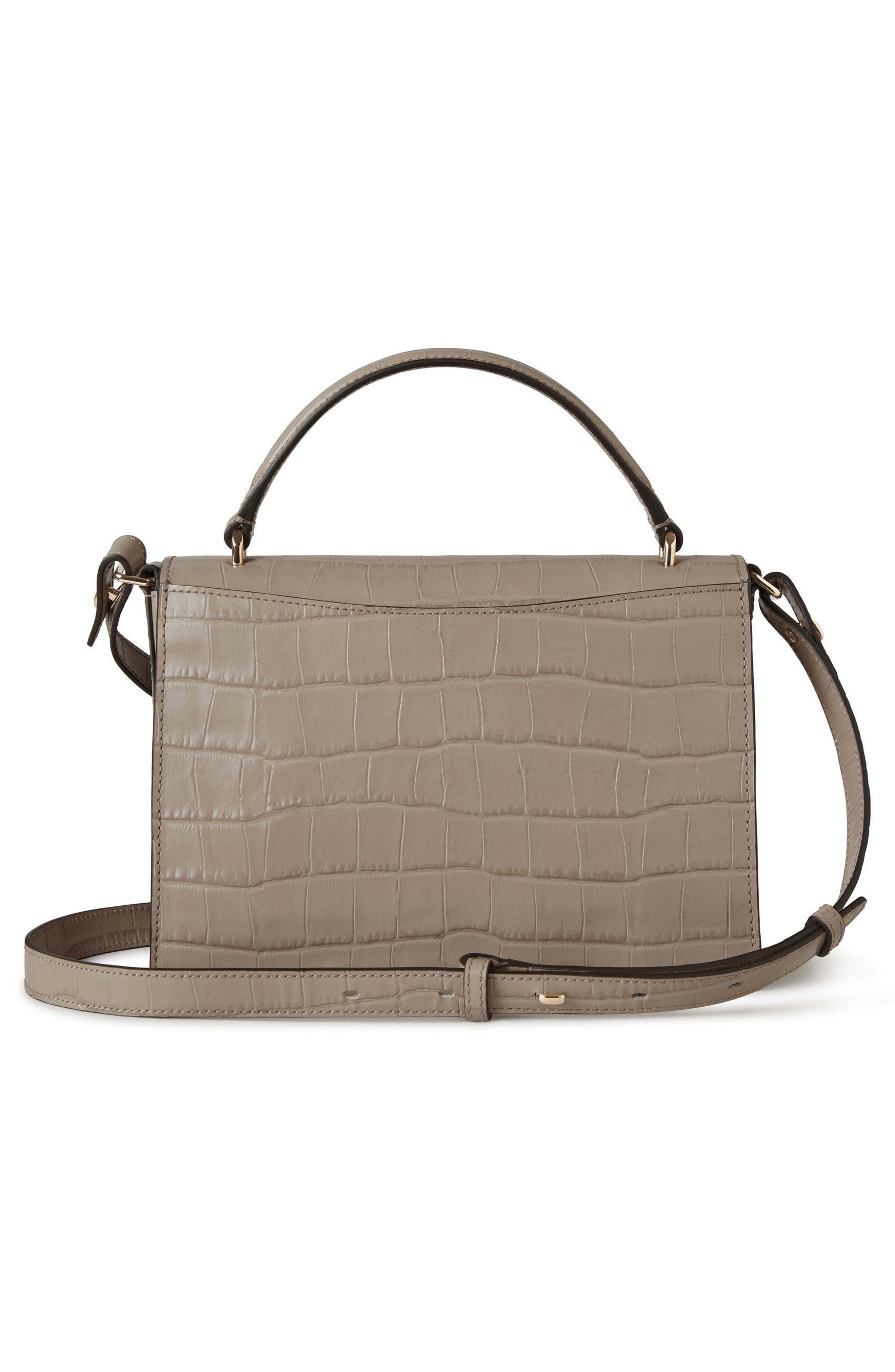Mulberry Lana Croc Embossed Leather Top Handle Bag, Alternate, color, Cashmere Taupe