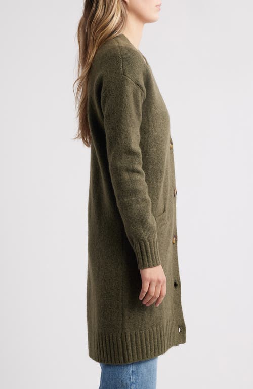 Caslonr Caslon(r) Easy Long Cozy Cardigan In Olive Sarma