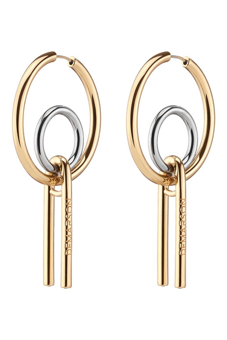 Icon Drop Hoop Earrings, Main, color, GOLD/ SILVER