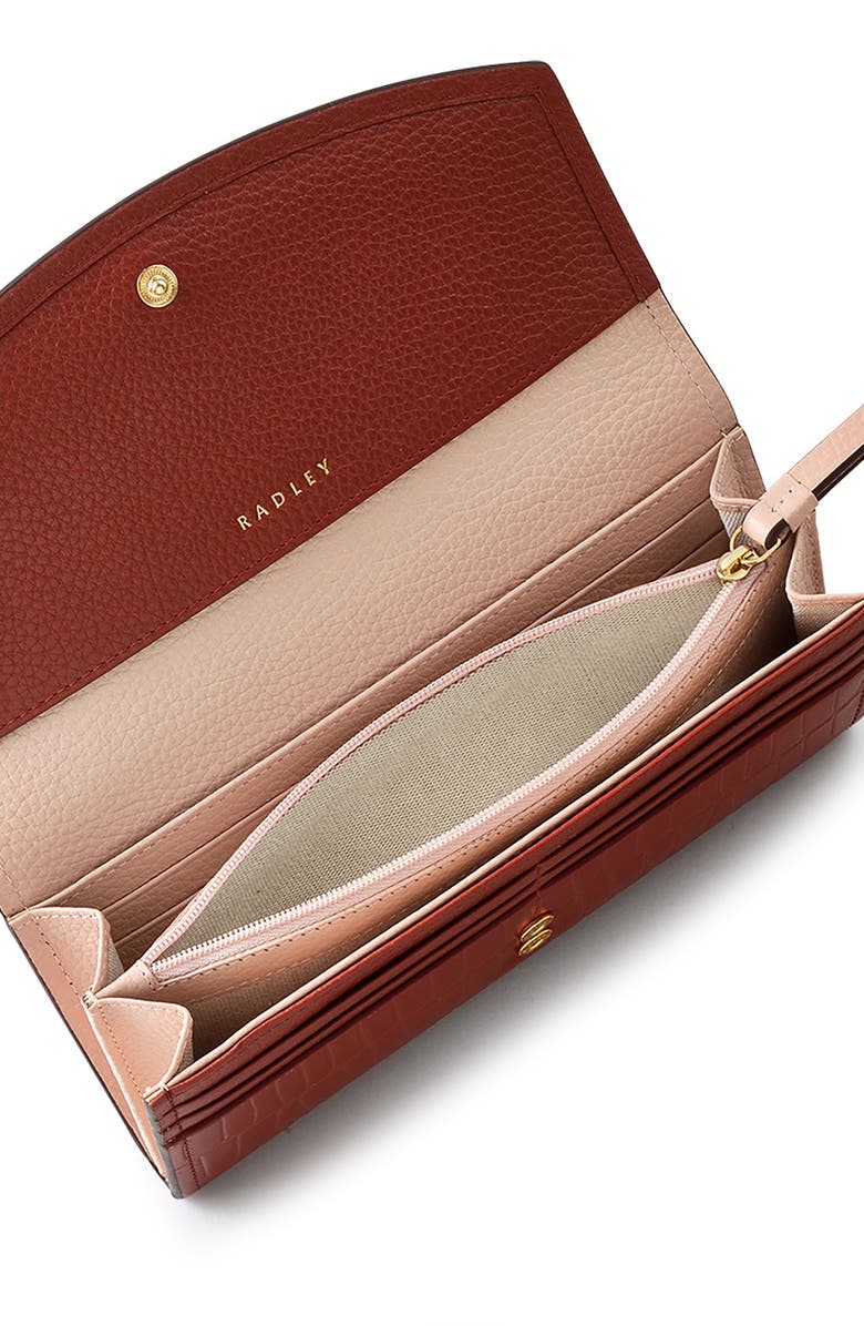 Radley River Road Croc Embossed Large Flap Wallet, Alternate, color, Rust