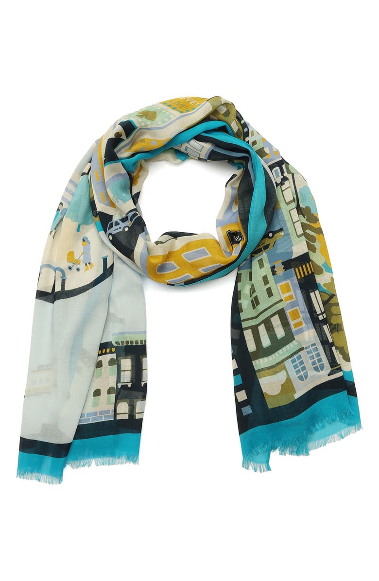 Kate Spade New York nyc map oblong scarf, Alternate, color, Blue Multi