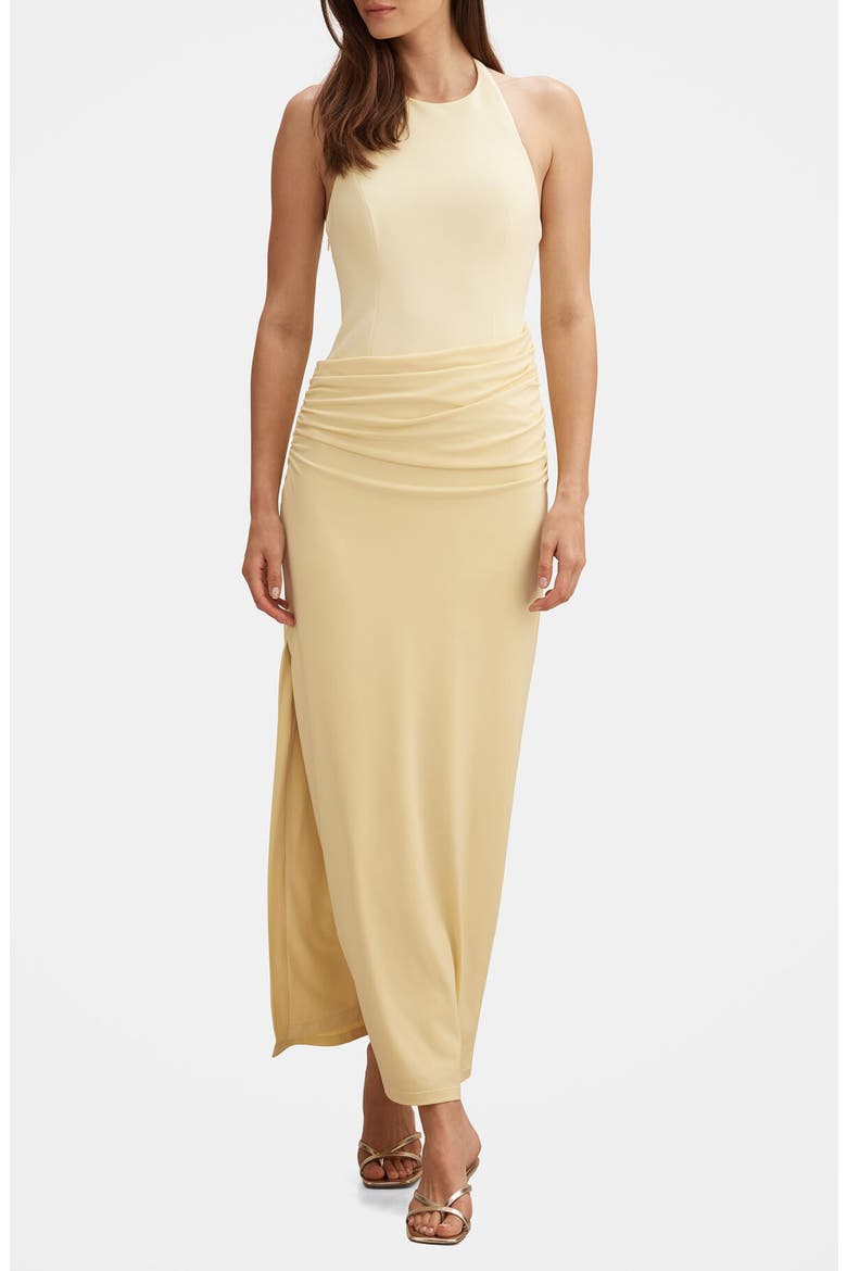 Lula Ruched Halter Gown, Main, color, SOFT YELLOW