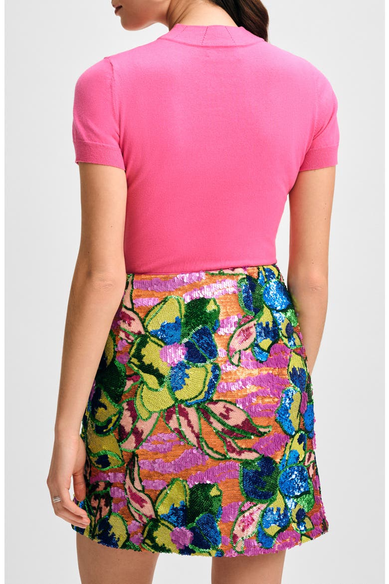 Mock Neck Short Sleeve Sweater, Alternate, color, PINK