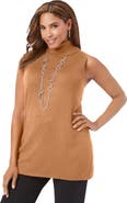 Jessica London Carefree Cashmere Sleeveless Turtleneck Shell