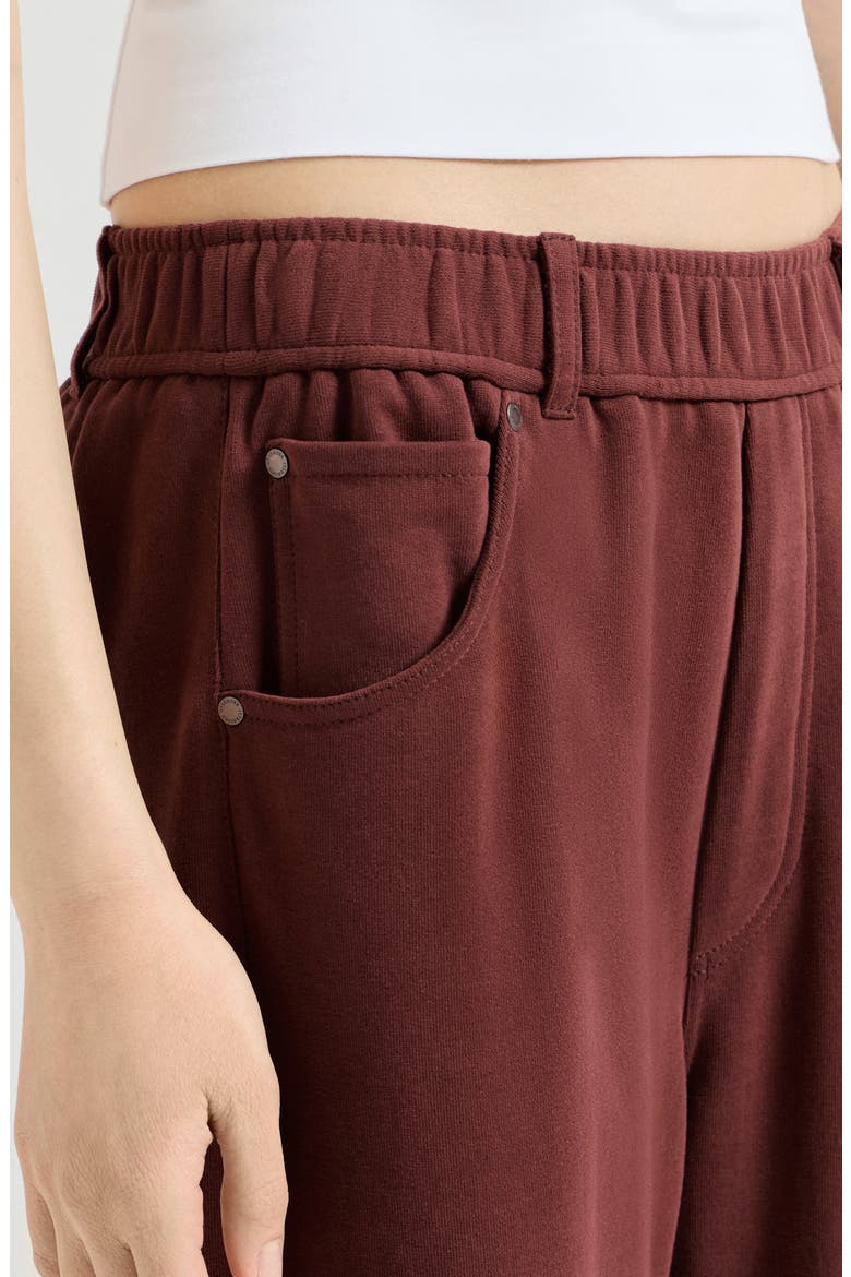 Cotton smooth French terry trousers, Alternate, color, Wine