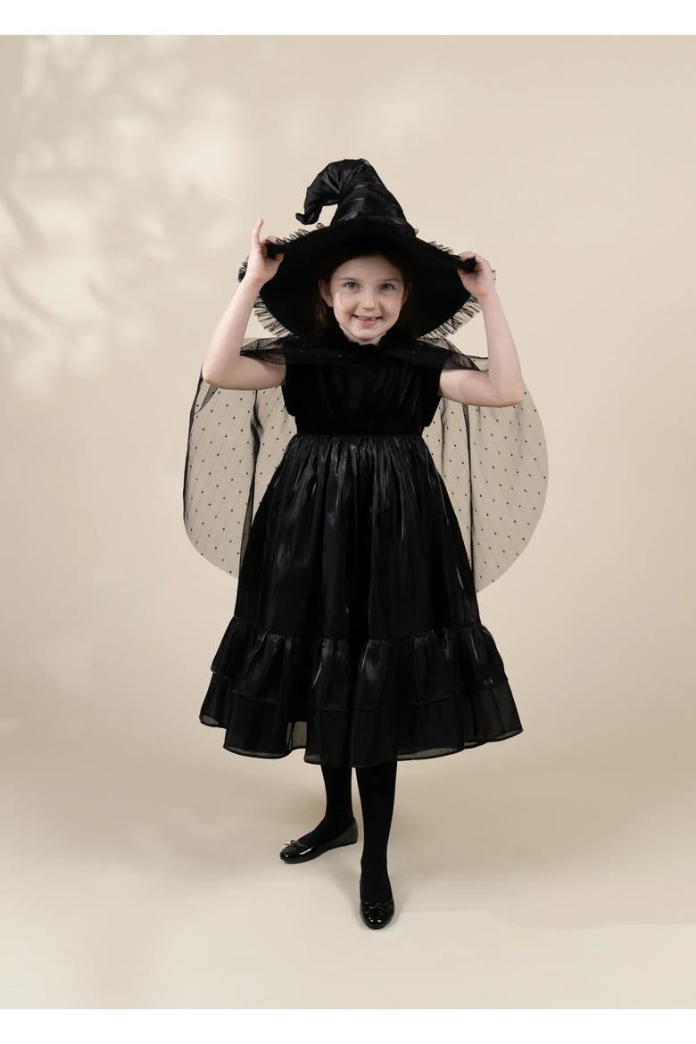 Witch Dress Play Costume with Hat, Alternate, color, Black