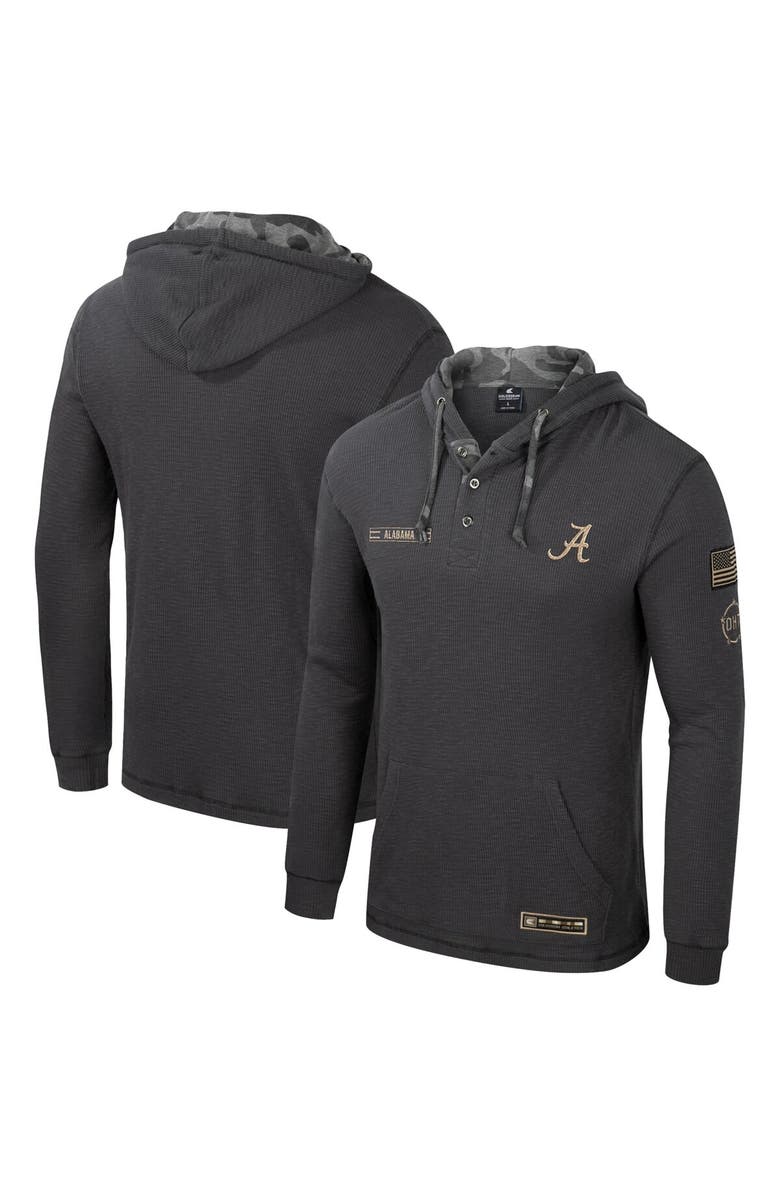 COLOSSEUM Men's Colosseum Charcoal Alabama Crimson Tide OHT Military Appreciation Henley Pullover Hoodie, Main, color, 