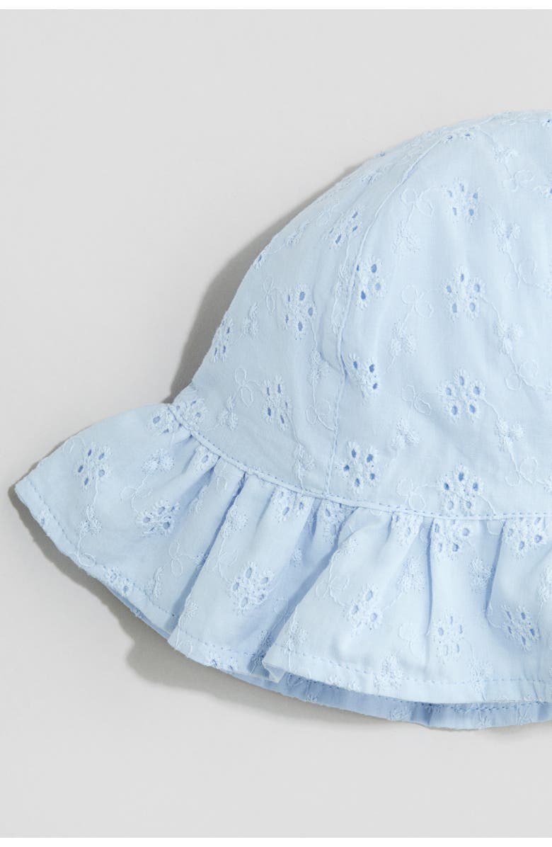 H&M Broderie Anglaise Cotton Sun Hat, Alternate, color, Light Blue