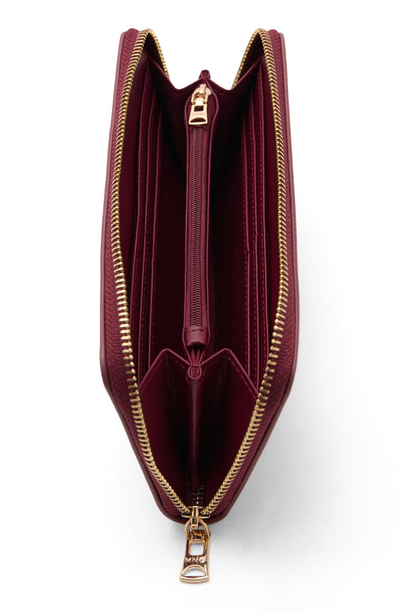 MANGO Faux Saffiano Leather Wallet, Alternate, color, Burgundy