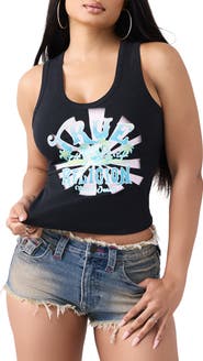 True Religion World Tour Logo Cotton Graphic Tank