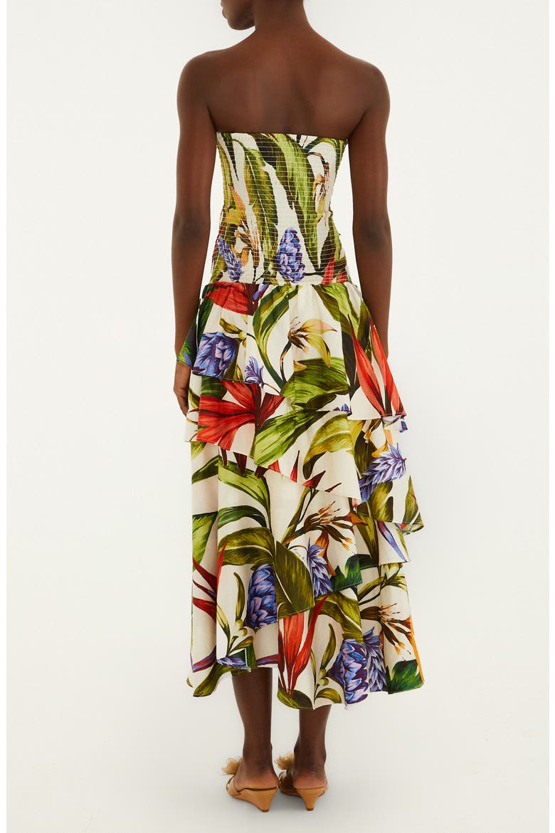 Florart Strapless High Low Cotton Dress, Alternate, color, SAND