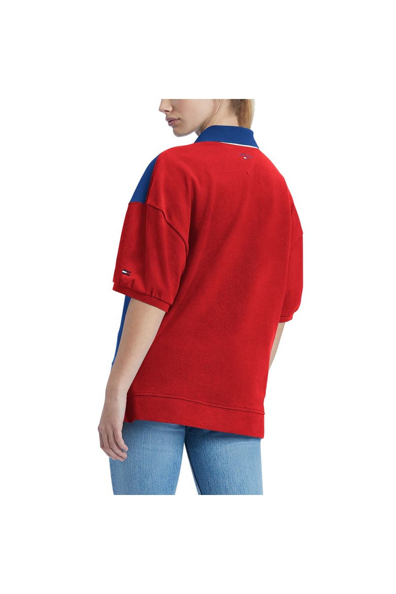 Women's Tommy Jeans Royal Philadelphia 76ers Taya Puff Sleeve Pique Polo Shirt, Alternate, color, Royal