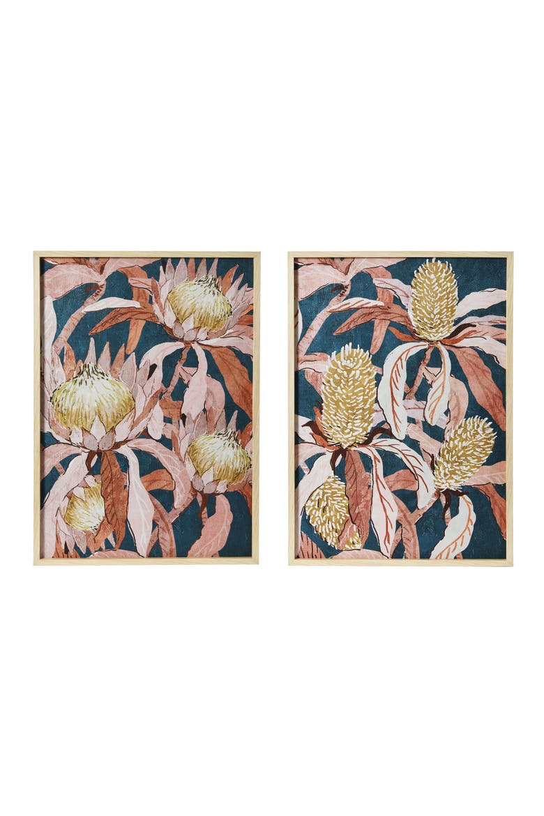 Floral Prints with Solid Wood Frame, Set of 2, Main, color, Pink