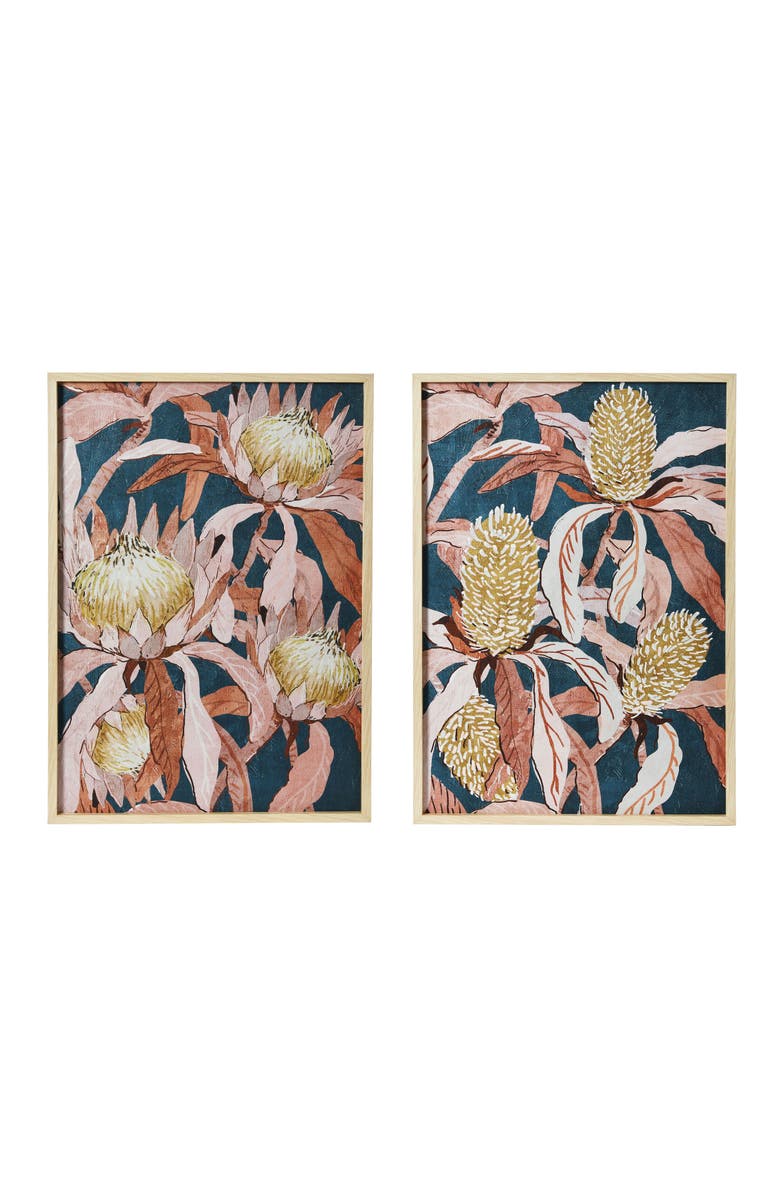 Storied Home Floral Prints with Solid Wood Frame, Set of 2, Main, color, Pink