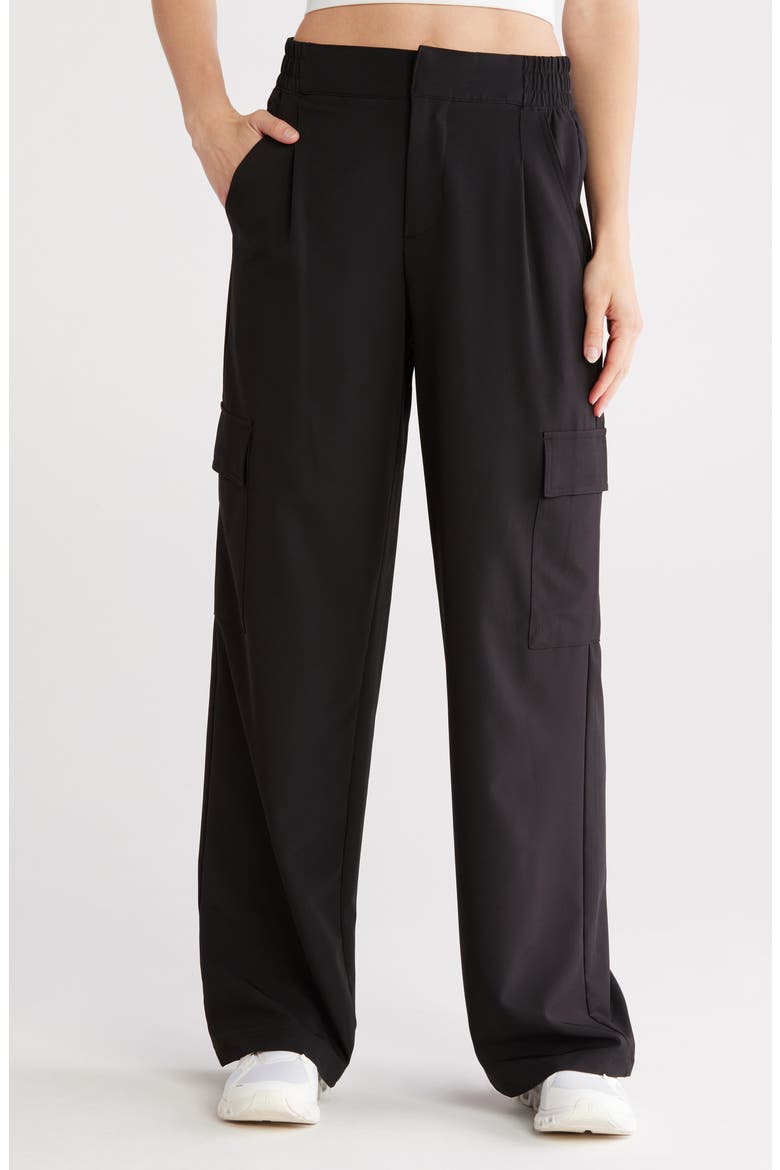 High Waist Wide Leg Cargo Pants, Main, color, BLACK