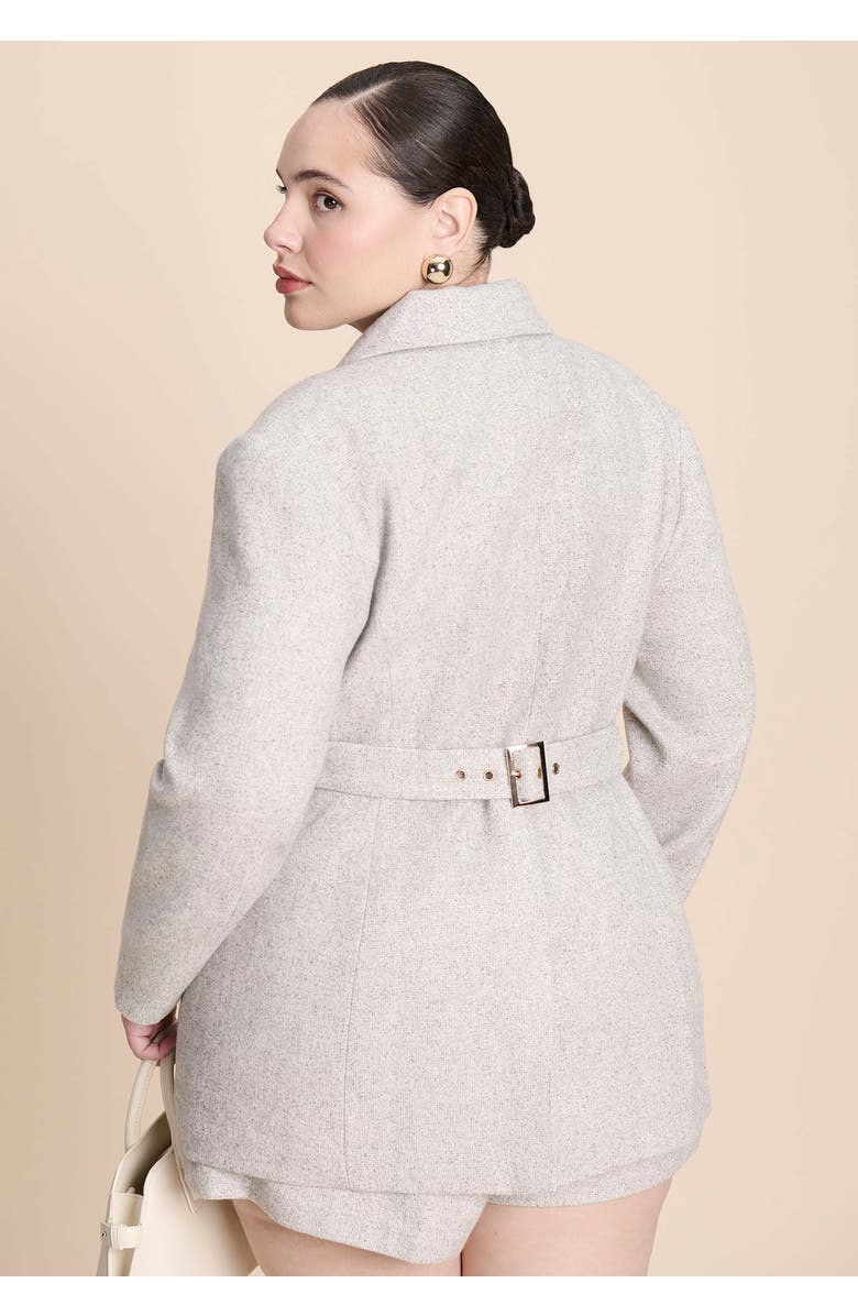 ELOQUII Nipped Waist Wool Blend Blazer With Back Adjuster, Alternate, color, Marled Light Grey
