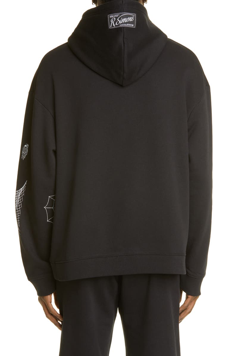 Raf Simons Gothic Print Cotton Hoodie, Alternate, color,