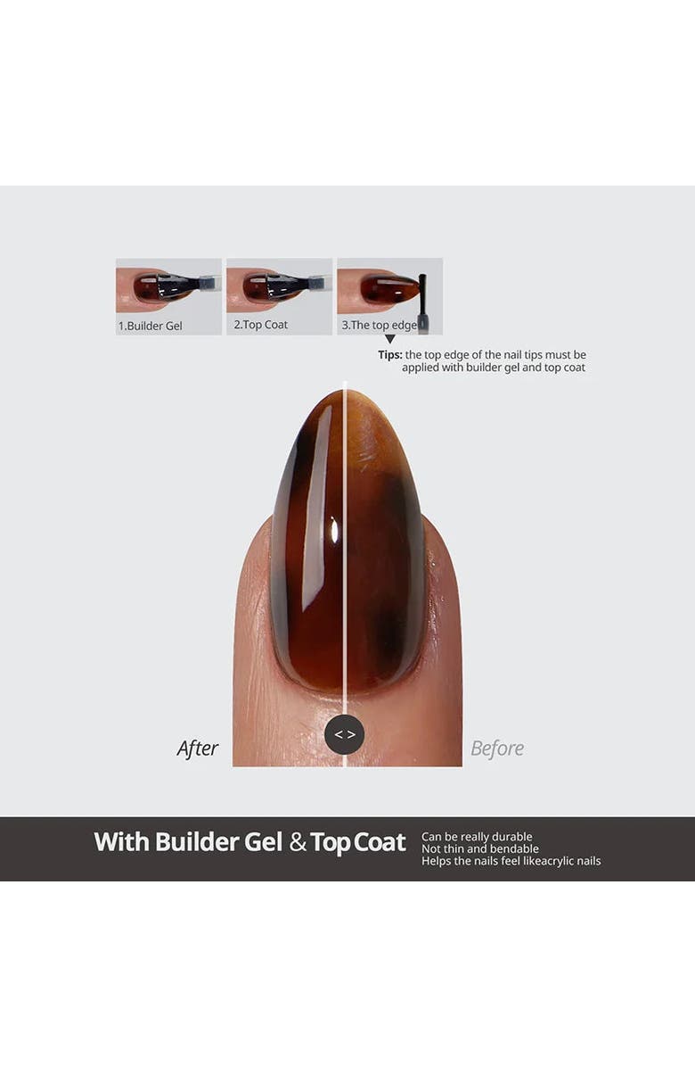 Btartboxnails Soft Gel Nail Tips SOFTCOATTIPS Tortoiseshell Collection, Alternate, color, Short Almond