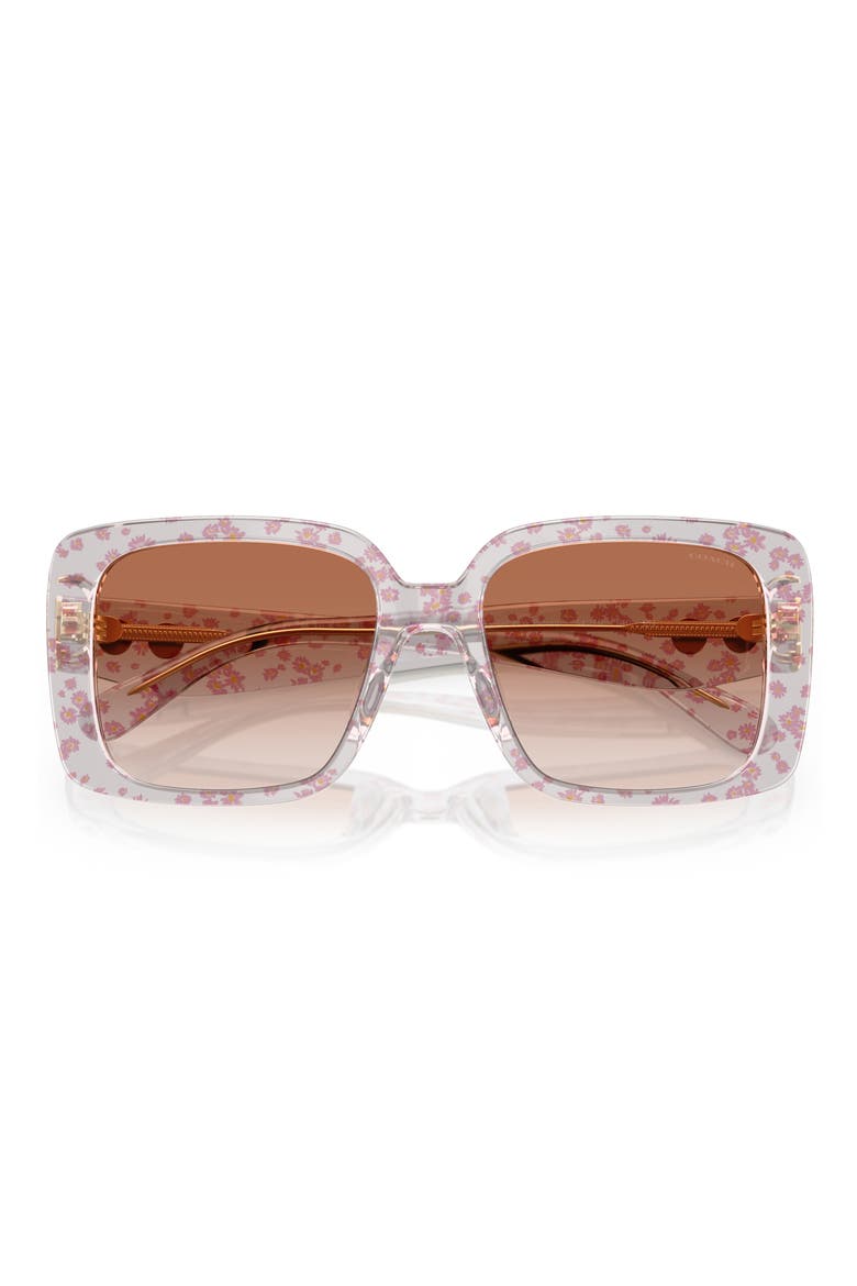 54mm Gradient Square Sunglasses, Alternate, color, TRANSPARENT PINK FLORAL / PINK