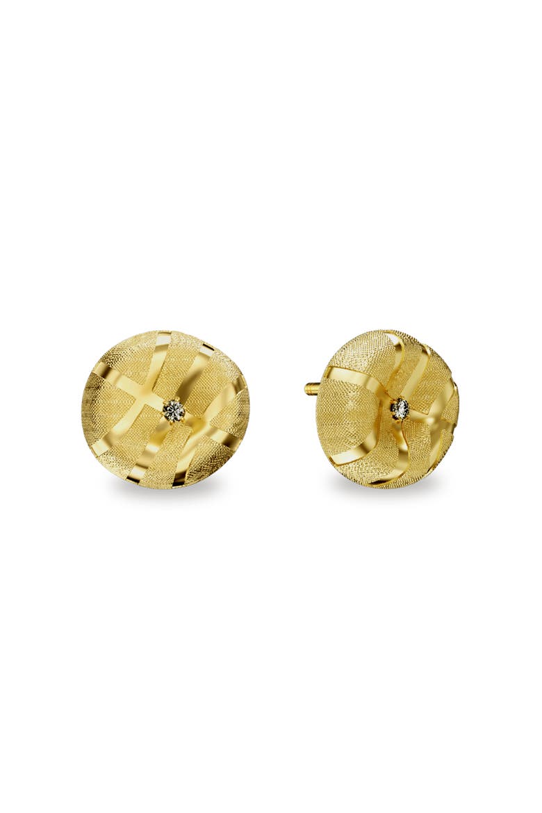 The Basketball Crooked Ball Diamond Earrings, Main, color, Gold / White Diamond