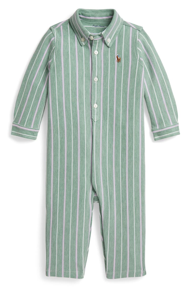 Kids' Striped Cotton Mesh Romper, Main, color, FOREST LAVENDER MULTI