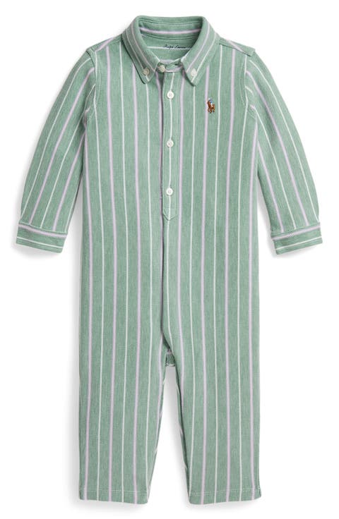 Kids' Striped Cotton Mesh Romper