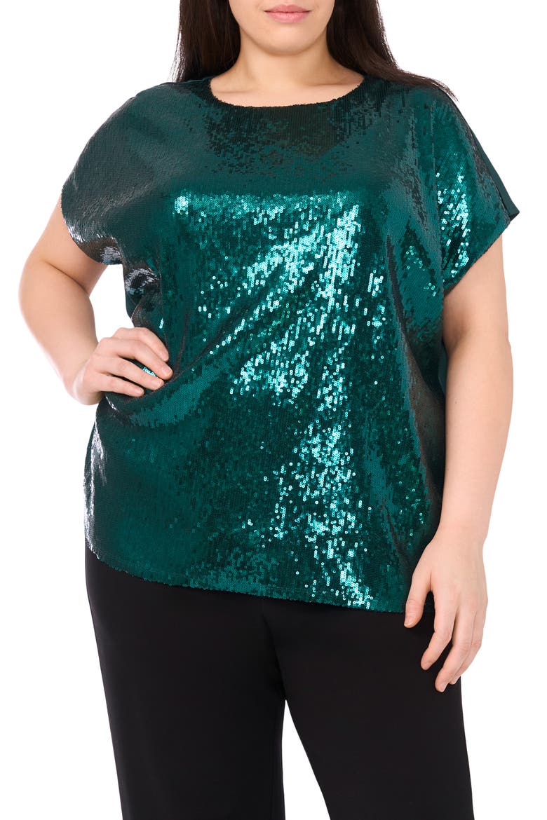 Sequin Cap Sleeve Top, Main, color, JUNE BUG