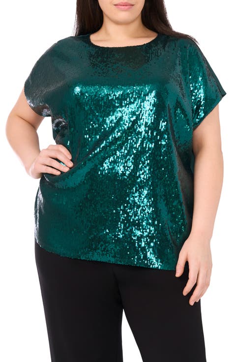 Sequin Cap Sleeve Top (Plus)