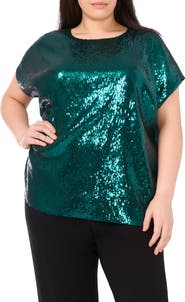 Halogen® Sequin Cap Sleeve Top