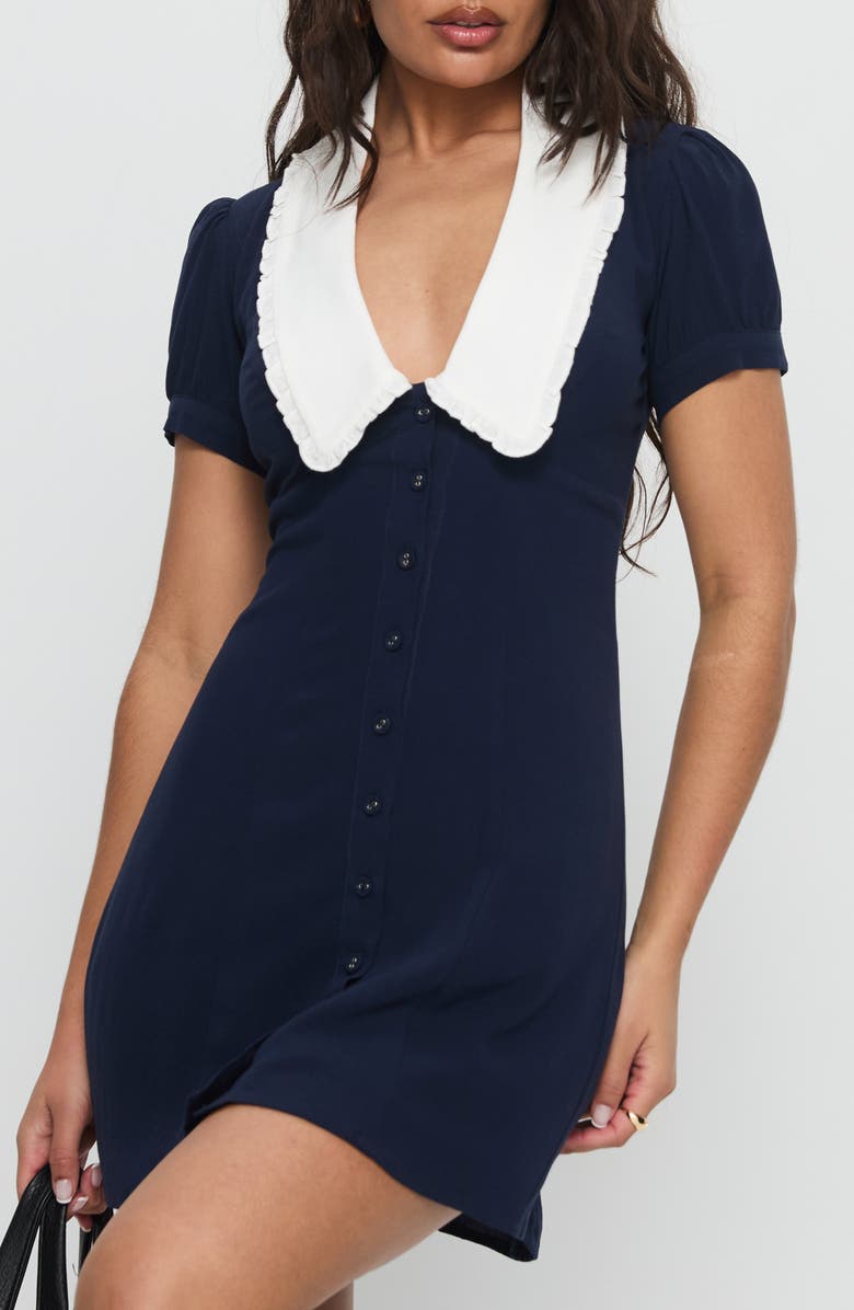 Princess Polly Fabiola Collared Minidress, Main, color, Navy