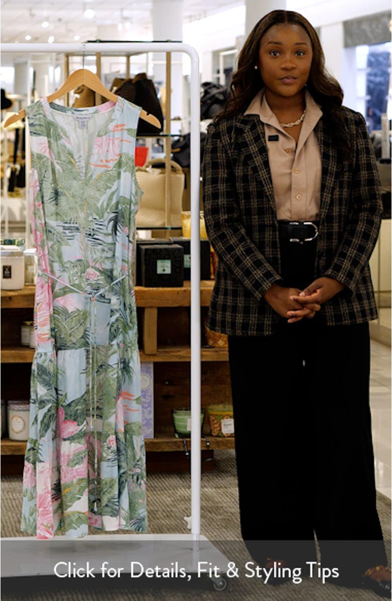 Garden Villa Floral Linen Blend Midi Dress, sales video thumbnail