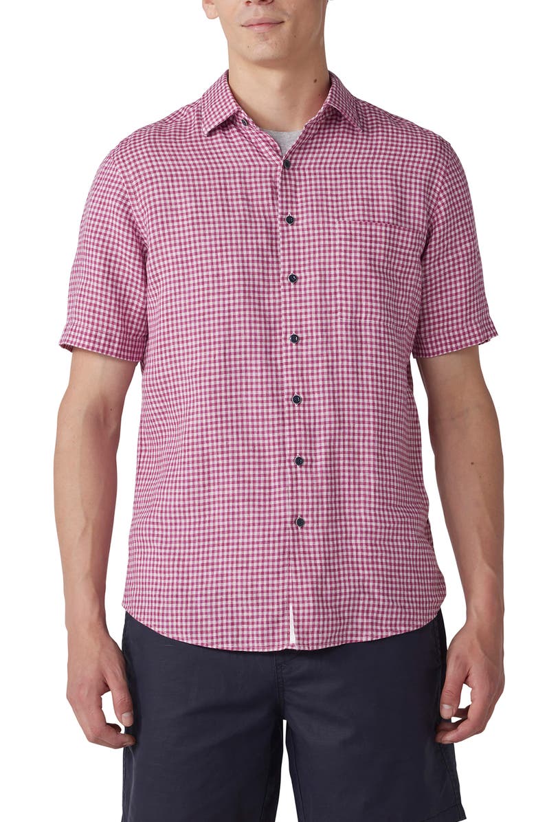 Rodd & Gunn Dunsaddle Check Short Sleeve Linen Button-Up Shirt, Main, color, 