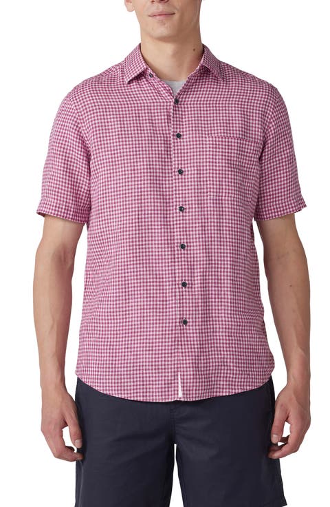 Dunsaddle Check Short Sleeve Linen Button-Up Shirt