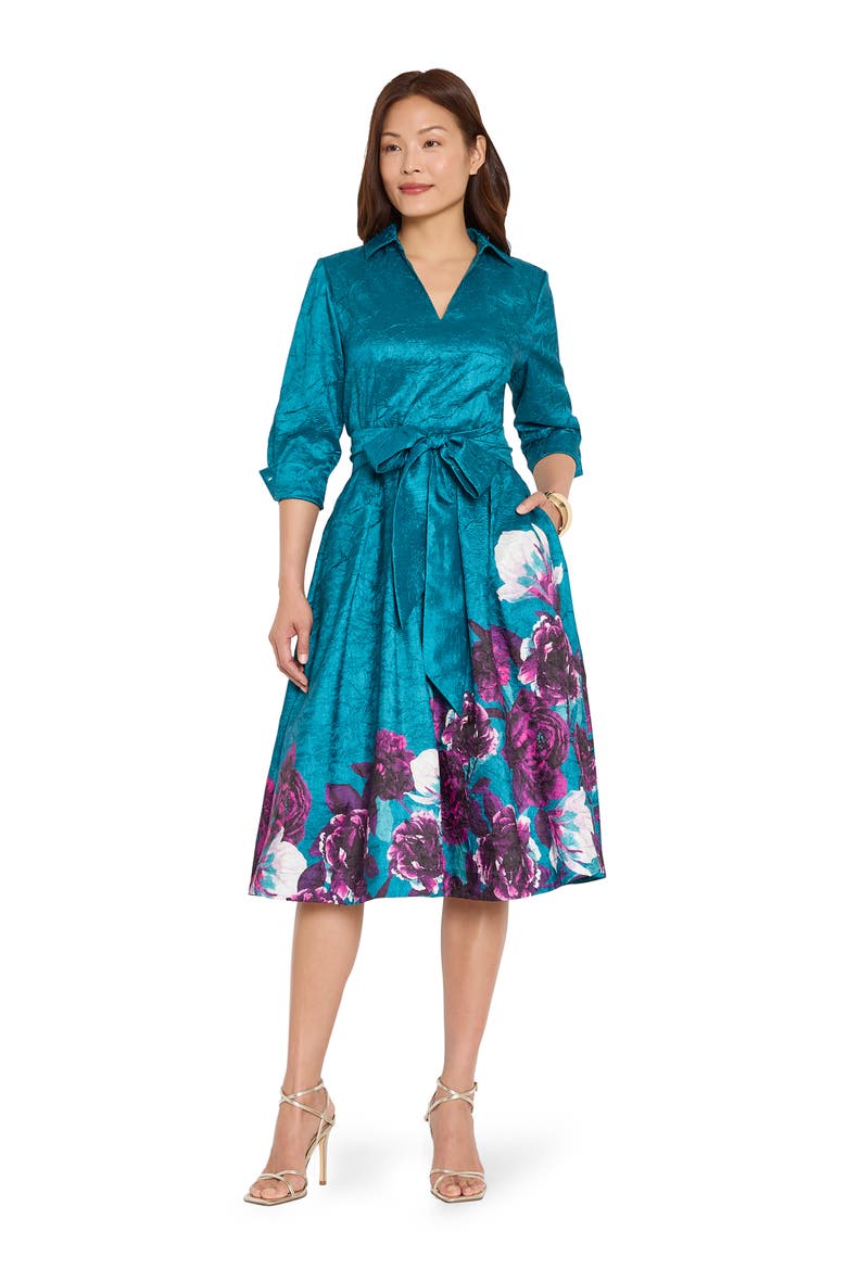 Metallic Embroidered Midi Dress, Alternate, color, JEWEL MULTI