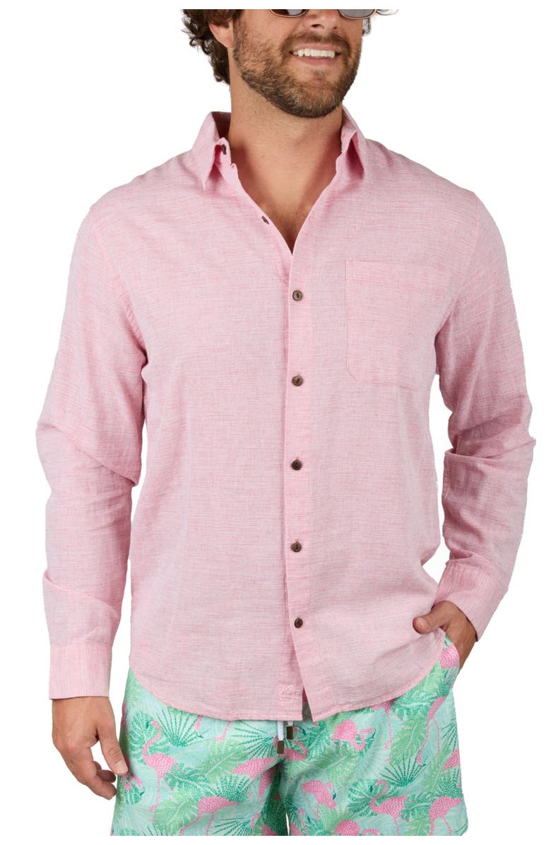 Kenny Flowers The Rosé Blusher - Long Sleeve Pink Linen Shirt, Main, color, Light Pink