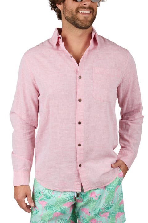The Rosé Blusher - Long Sleeve Pink Linen Shirt