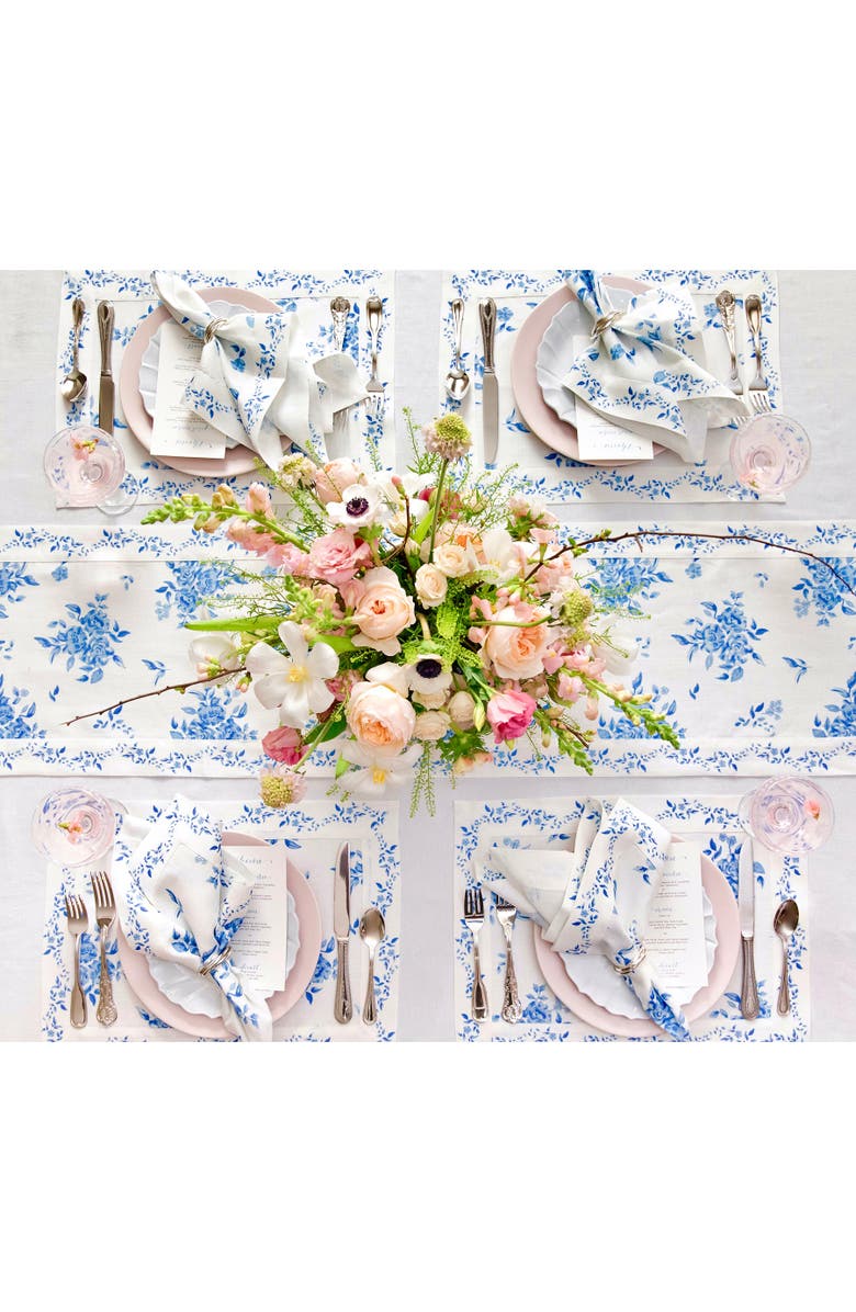 Solino Home Linen Dinner Napkins - Jolie Fleur, 20" x 20", Alternate, color, Blue Floral