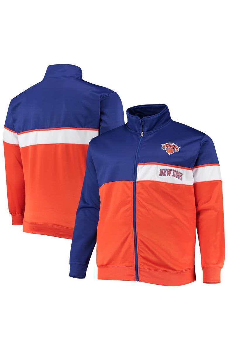 PROFILE Men's Blue/Orange New York Knicks Big & Tall Pieced Body Full-Zip Track Jacket, Main, color, 