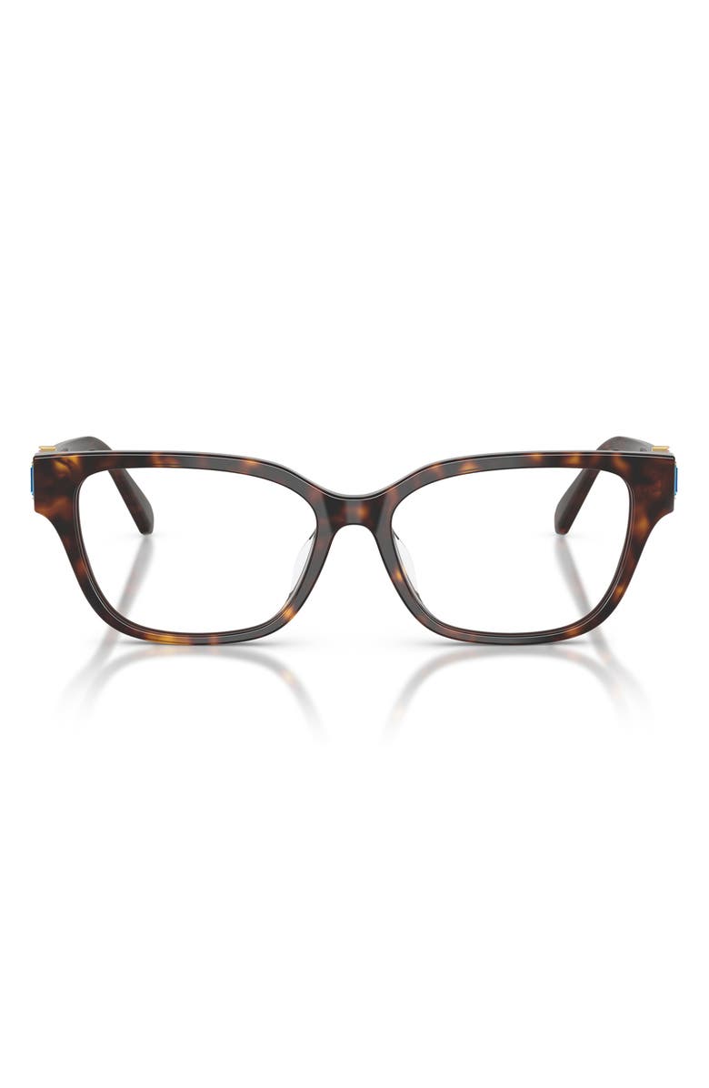 Swarovski 54mm Crystal Embellished Pillow Optical Glasses, Main, color, Havana / Demo Lens