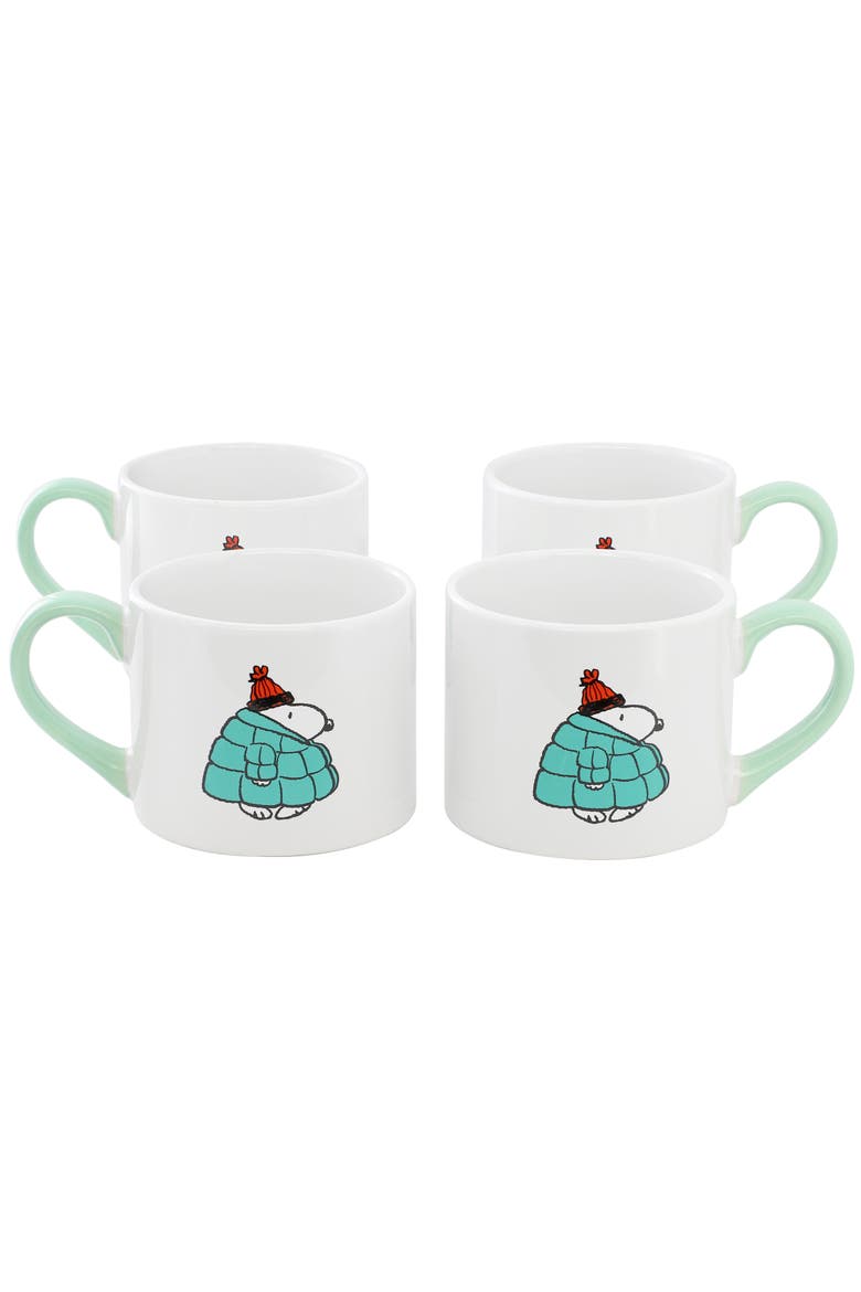 4 Piece 19 Ounce Stackable Stoneware Mug Set, Main, color, Green