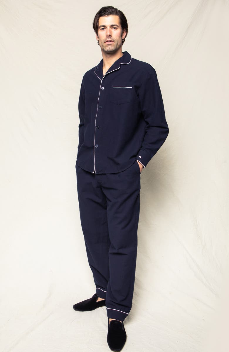 Petite Plume Men's Navy Flannel Pajamas, Alternate, color, Navy