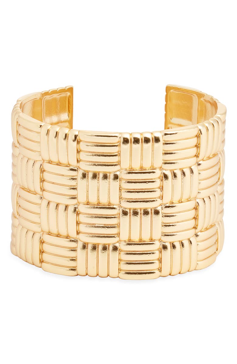 Karine Sultan Tufted Textured Cuff Bracelet, Main, color, Gold