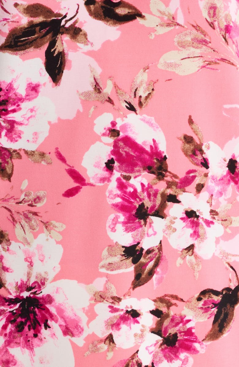 AK ANNE KLEIN Floral Ruffle Jersey Top, Alternate, color, Calypso Coral Multi