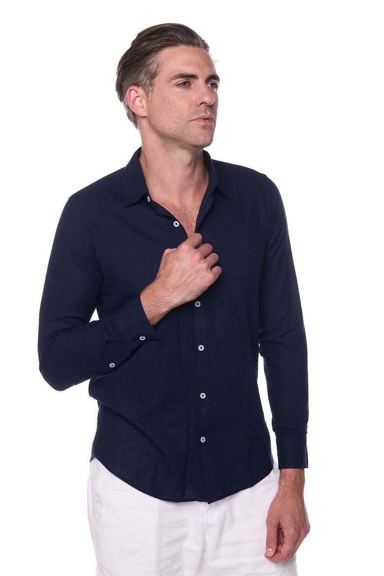 Linen Sport Shirt, Alternate, color, NAVY BLUE