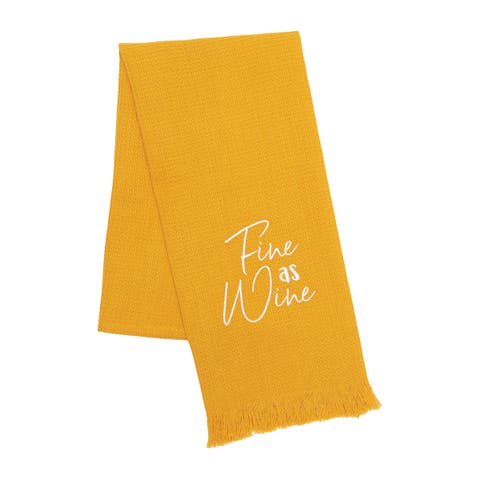 Fine As Wine Embroidered Waffle Weave Cotton Decorative Kitchen Dishtowel