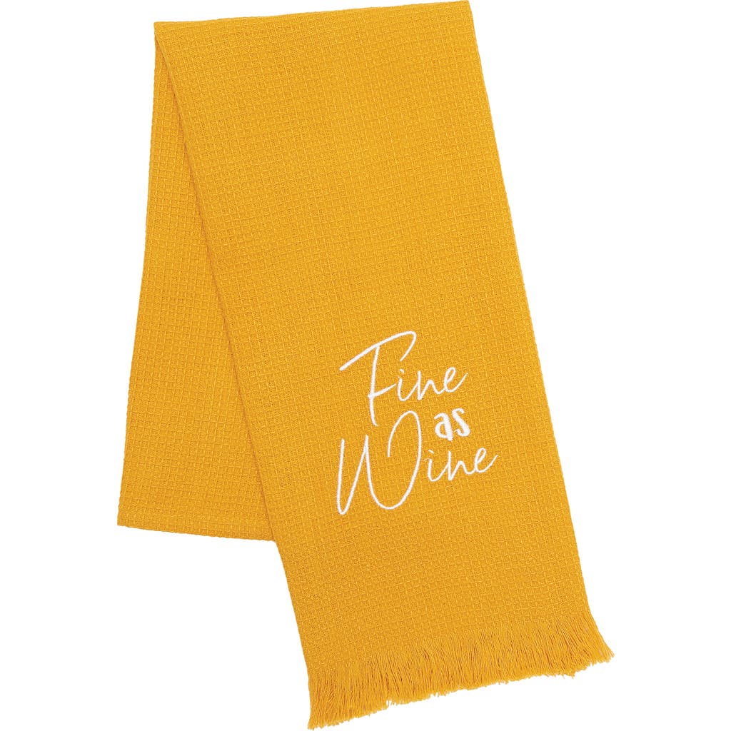 Carol & Frank Fine As Wine Embroidered Waffle Weave Cotton Decorative Kitchen Dishtowel In Yellow