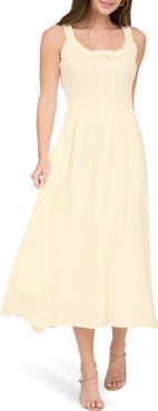 Blu Pepper Shirred Midi Dress