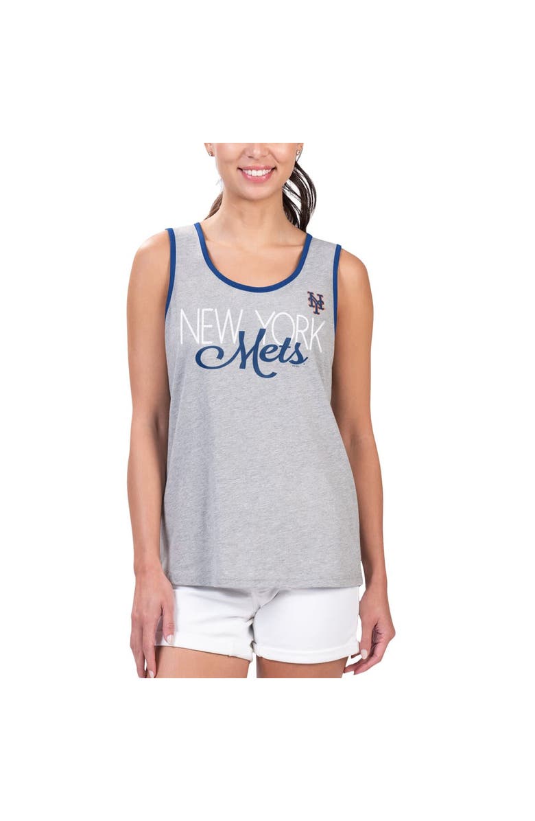 G-III 4HER BY CARL BANKS Women's G-III 4Her by Carl Banks Gray New York Mets Fastest Lap Tank Top, Main, color, 