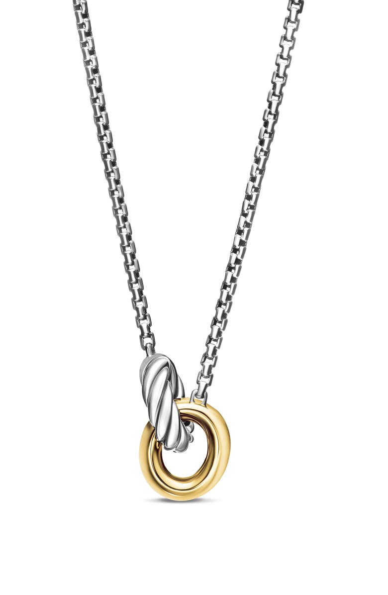 David Yurman Petite Cable Linked Hoop Necklace, Alternate, color, Sterling Silver/ Gold