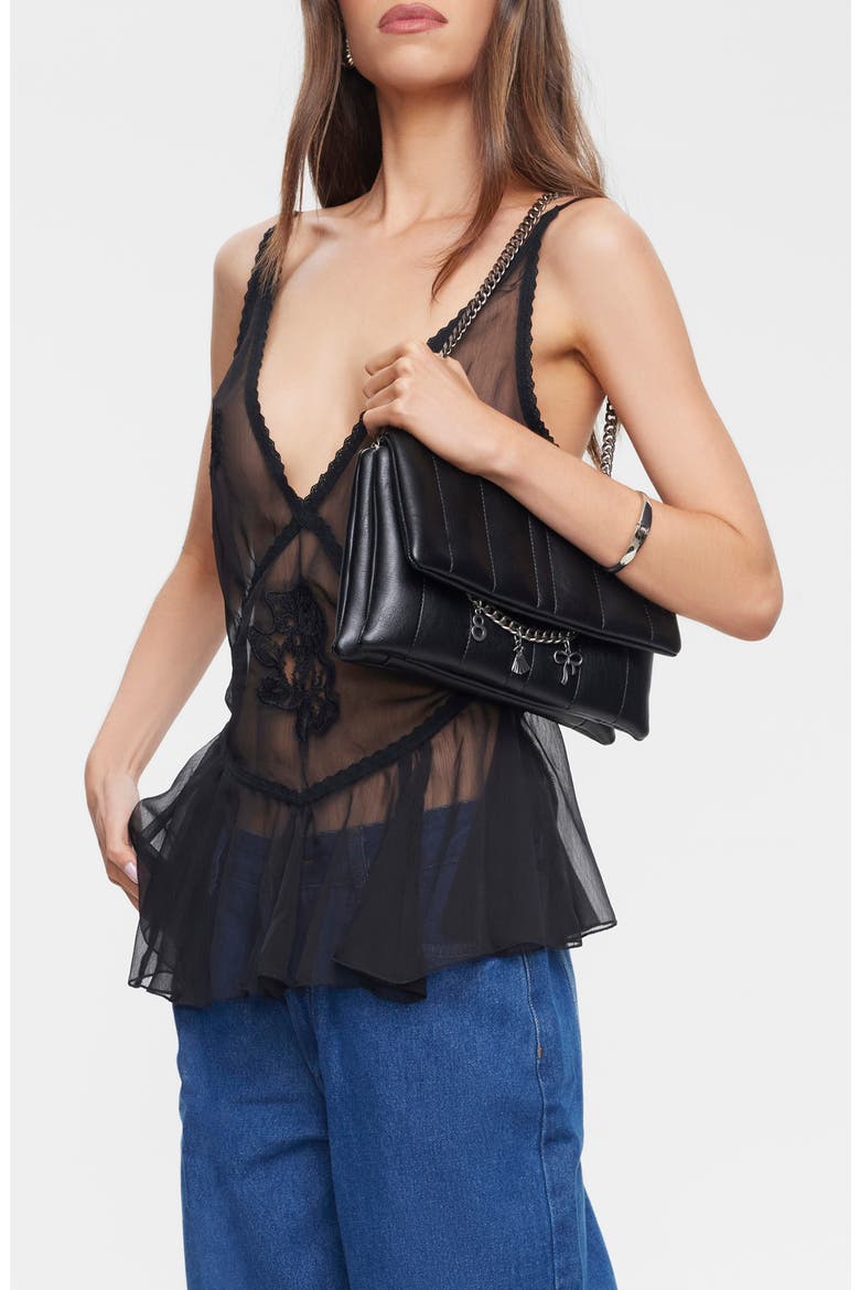 Sheer Luck Peplum Camisole, Alternate, color, NOIR